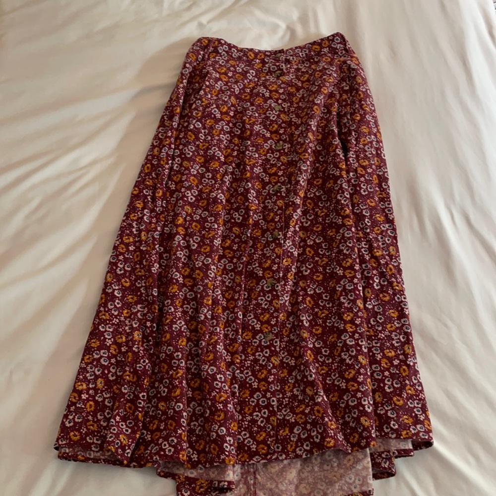 Courderoy Floral Maxi Skirt S 14